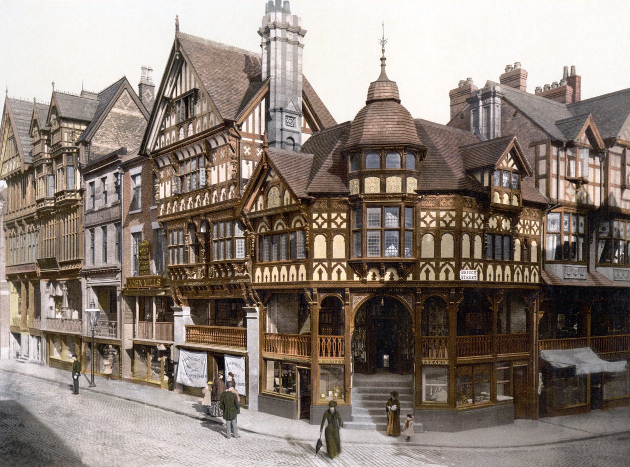 The Rows, Chester (kézzel színezett fotó) alkotó: English School