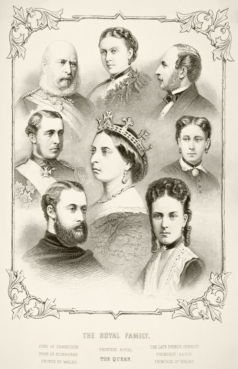 Viktória királynő királyi családja, William Hickman Smith Aubrey (1858-1916) „Anglia nemzeti és hazai története” című könyvéből, London, 1890 körül. alkotó: English School
