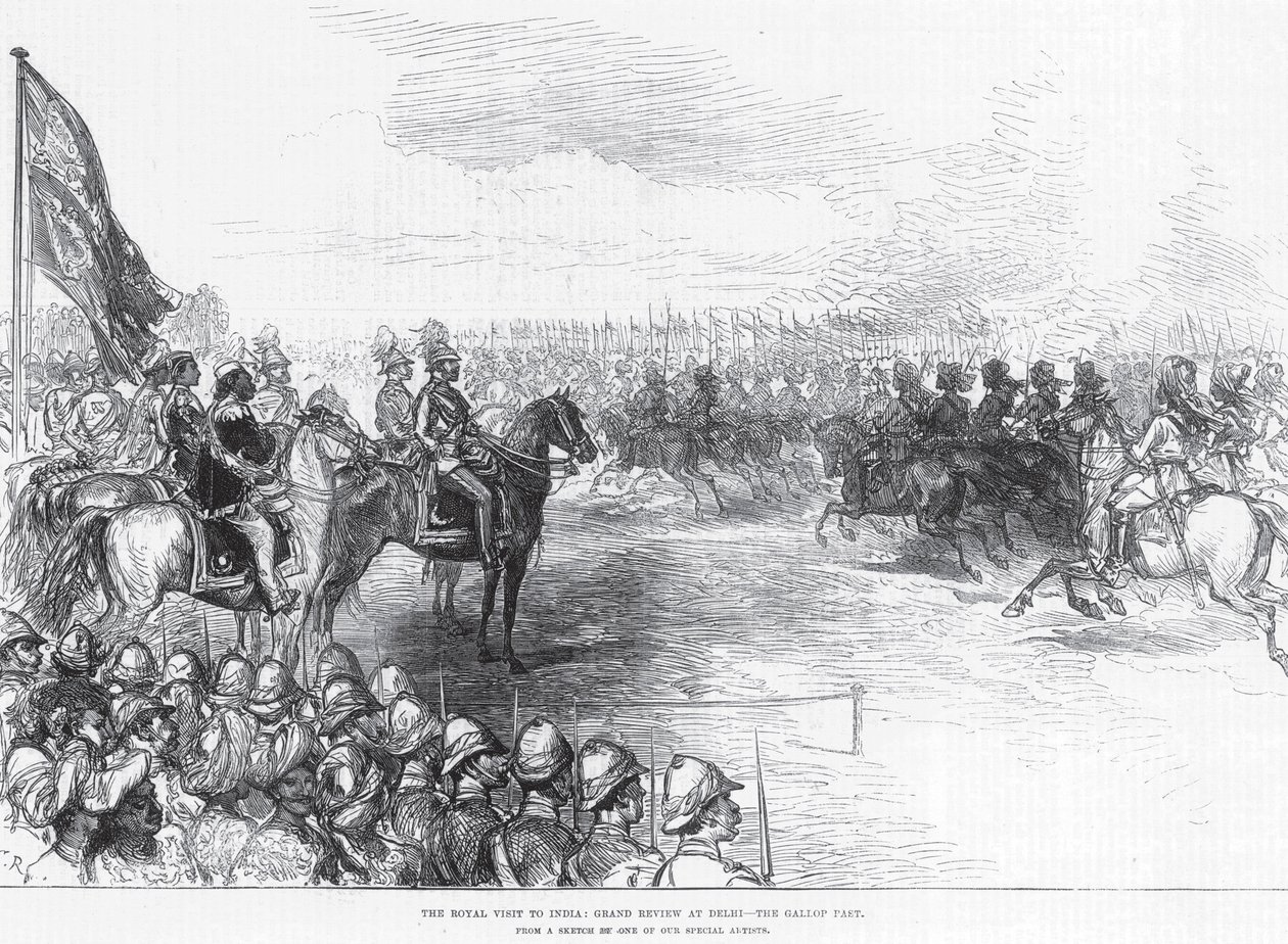 A királyi látogatás Indiában: A nagy revízió Delhiben, a galopp múltban alkotó: English School