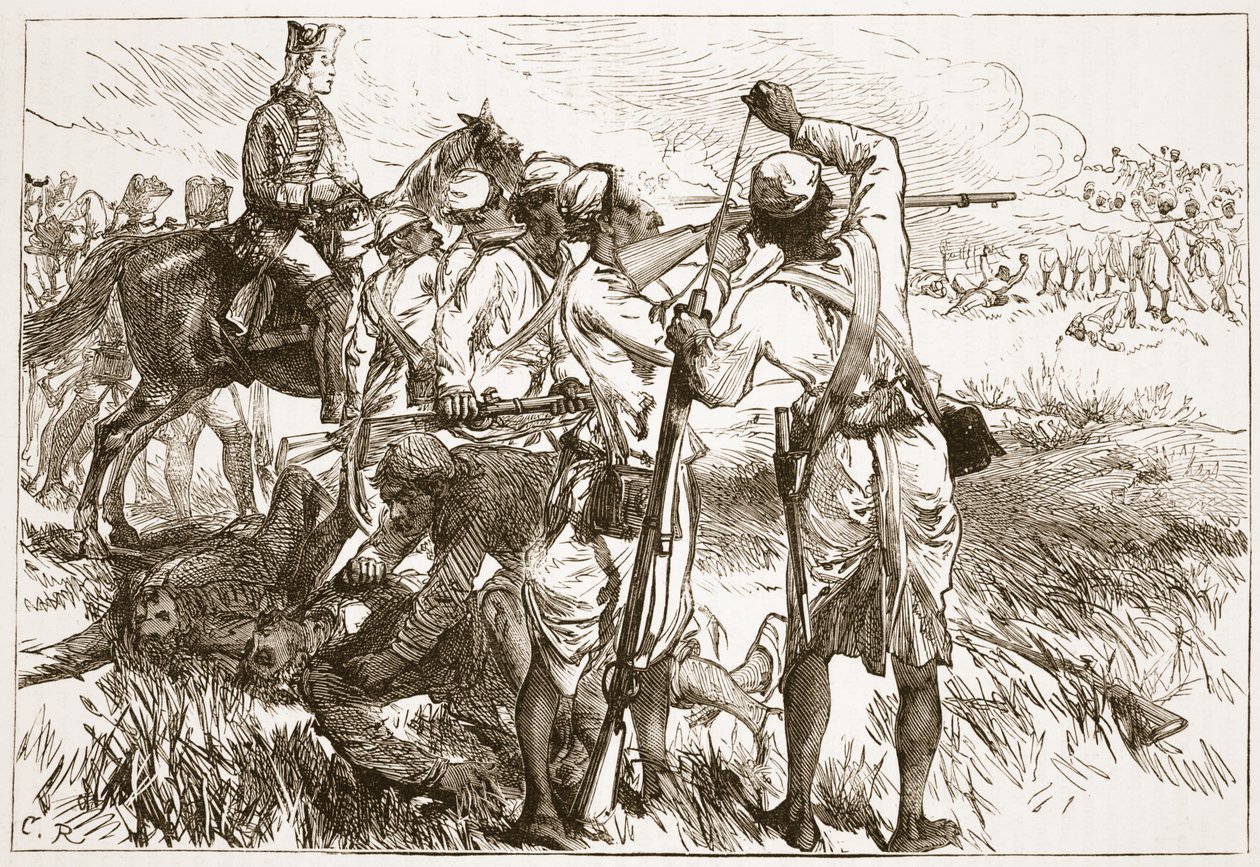 The Sepoys at Buxar, illusztráció a Cassells Illustrated History of India-ból, James Grant, pub. 1879 alkotó: English School