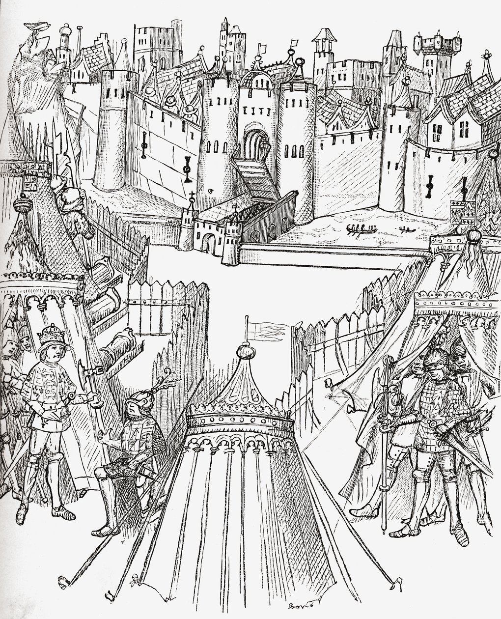 A franciaországi Rouen 1418-as ostroma, J. R. Green "A Short History of the English People" című, 1893-ban kiadott művéből. alkotó: English School