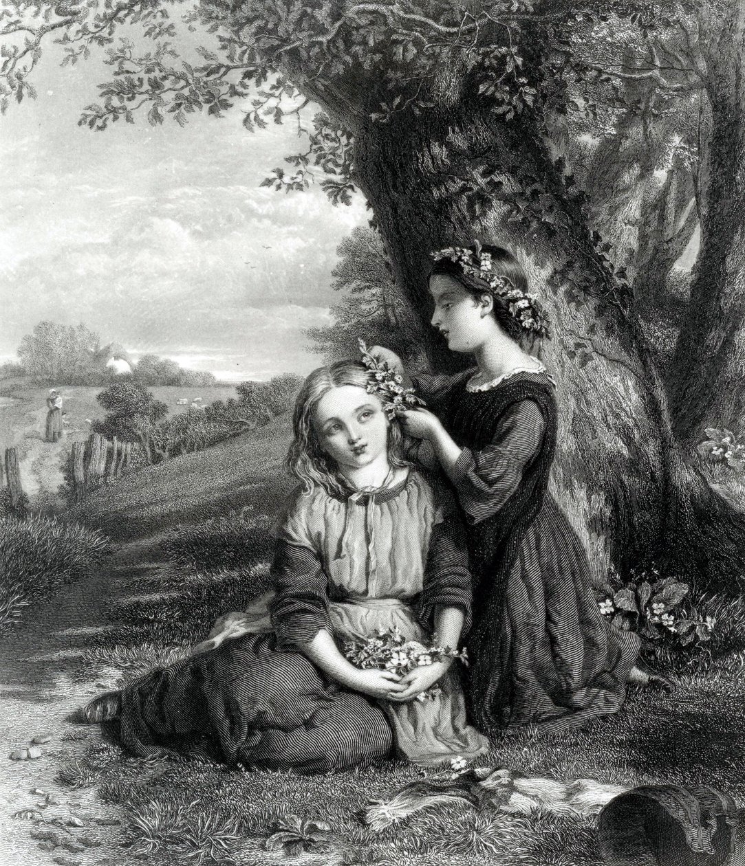 The Sisters, megjelent az Art Journalban (1867), metszette C. Cousen, 1867 alkotó: English School