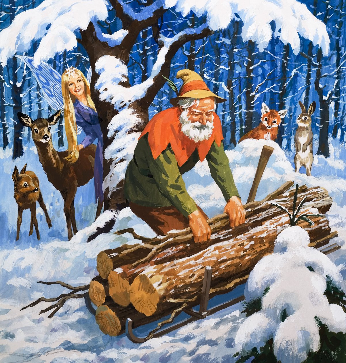 A hótündér, illusztráció a "Volt egyszer egy nap"-ból (gouache, papír) alkotó: English School