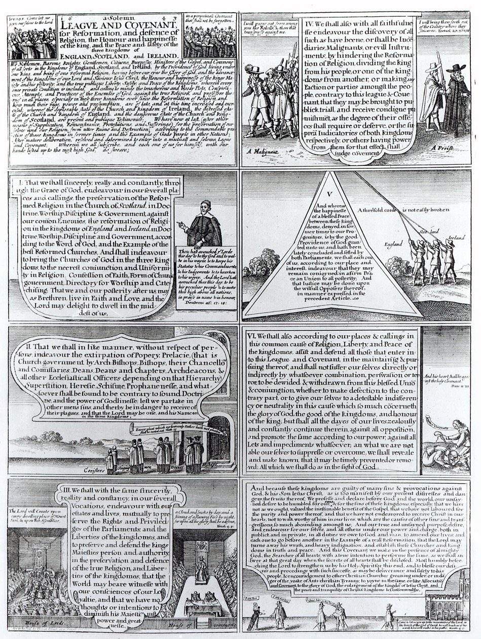 Az 1643-as ünnepélyes szövetség és szövetség, W. Hollar (1607-77) metszete alkotó: English School