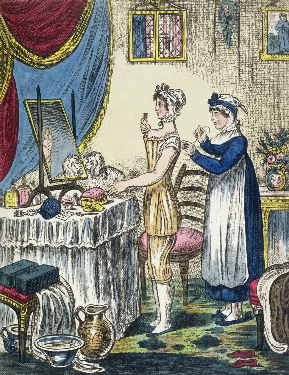 The Stays, 1. tábla a The Progress of the WC-ből, 1810 körül alkotó: English School