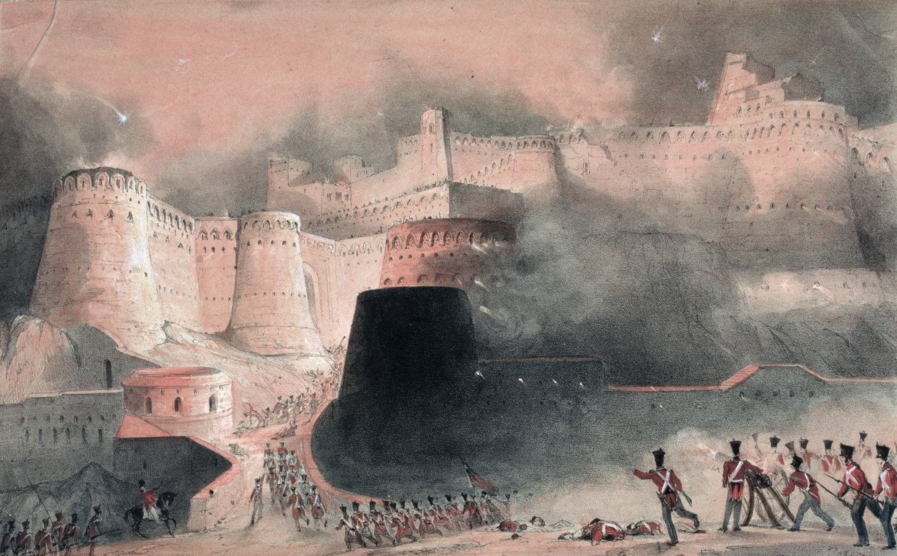 A kabuli kapu megrohanása 1839-ben (wc és ceruza papíron) alkotó: English School