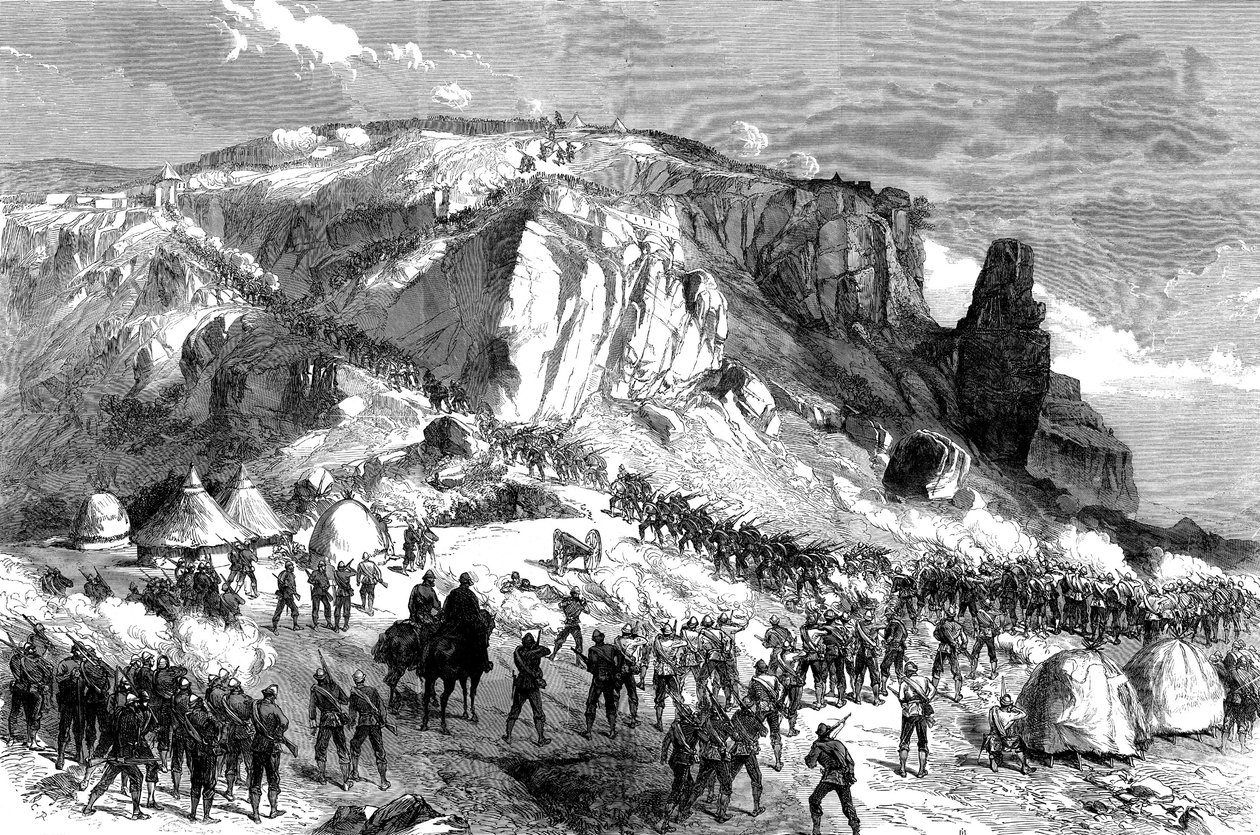 Magdala megrohanása húsvétvasárnap, 1868. április 13-án, a brit expedícióból Abesszíniába, 1868 alkotó: English School
