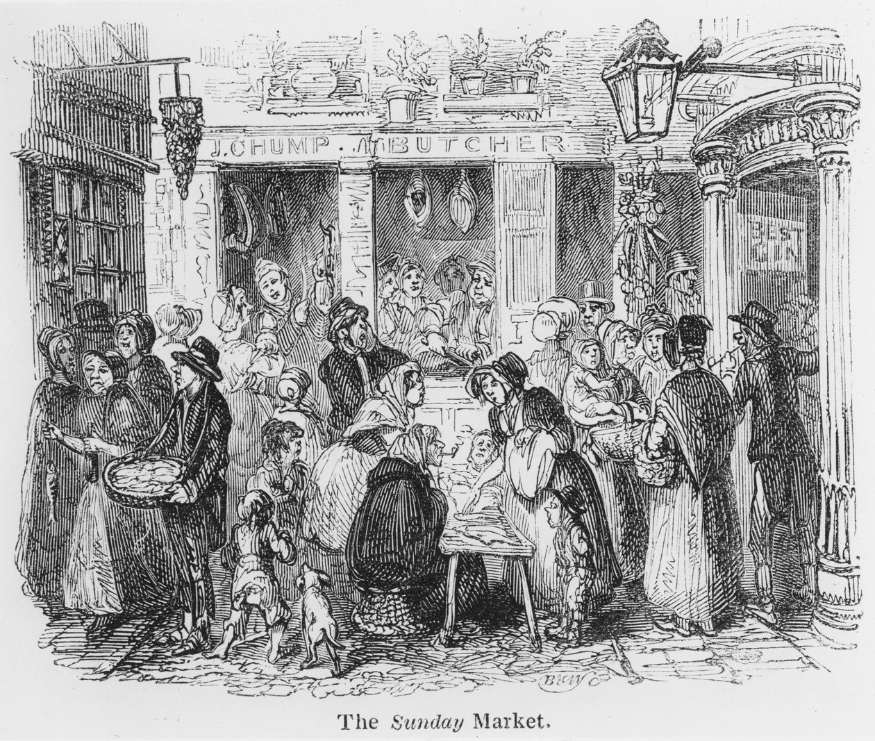 The Sunday Market, London (metszet) alkotó: English School