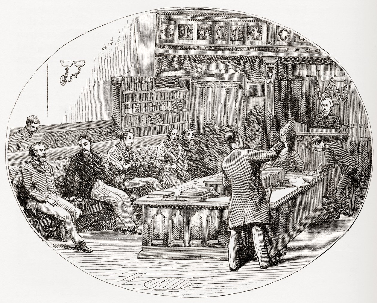 A Sydney House of Assembly, Ausztrália, G.T. „A világ lakói” című művéből. Bettany, 1888-ban jelent meg alkotó: English School
