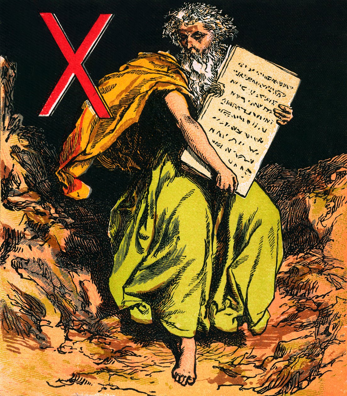A tízparancsolat (színes litográfia) alkotó: English School