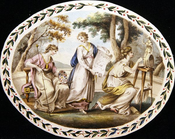 A művészet három múzsája, 1790 körül (akvarell, papír) alkotó: English School