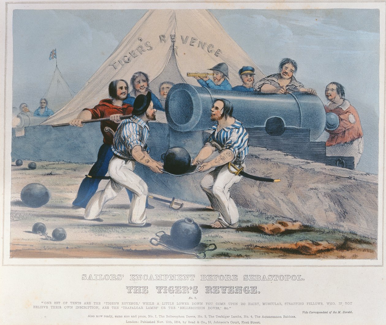 A tigrisek bosszúja, a tengerészek táborozása Sebastopol előtt, 1854. november 11-én alkotó: English School