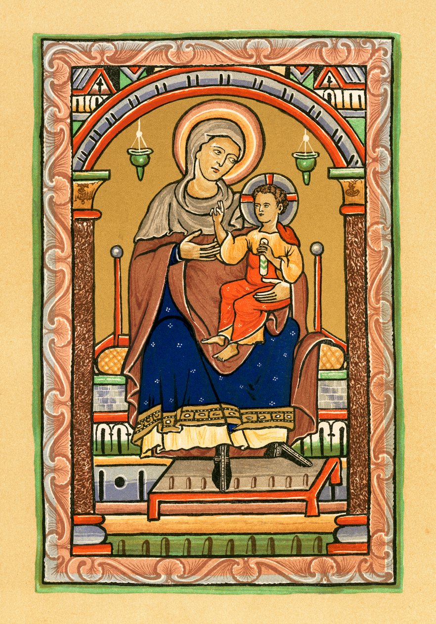 A Szűzanya és gyermeke (színes litográfia) alkotó: English School