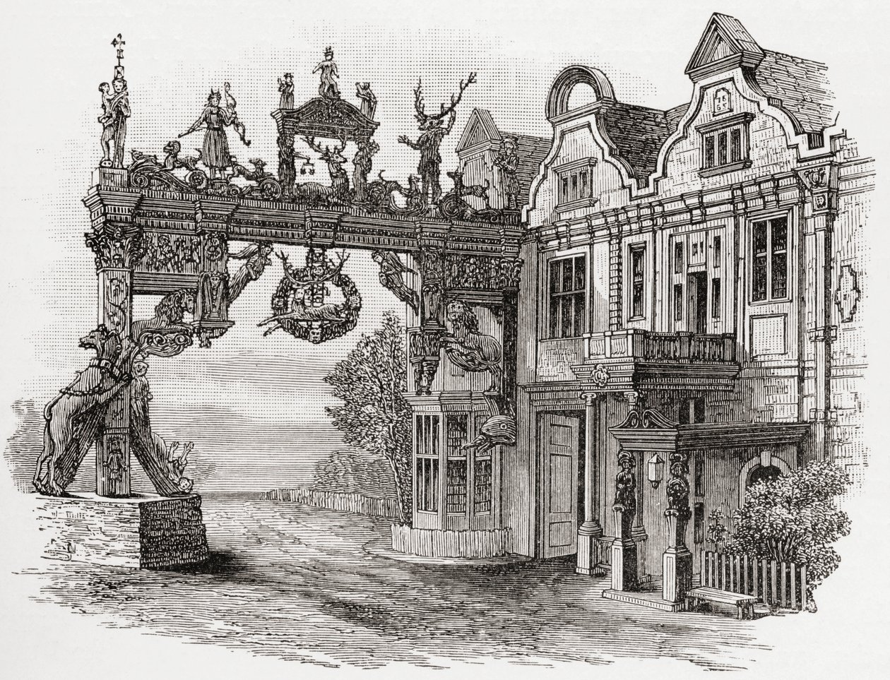 The White Hart Inn, Scole, Norfolk a 17. században, J. R. Green „A Short History of the English People” című művéből, 1893-ban alkotó: English School