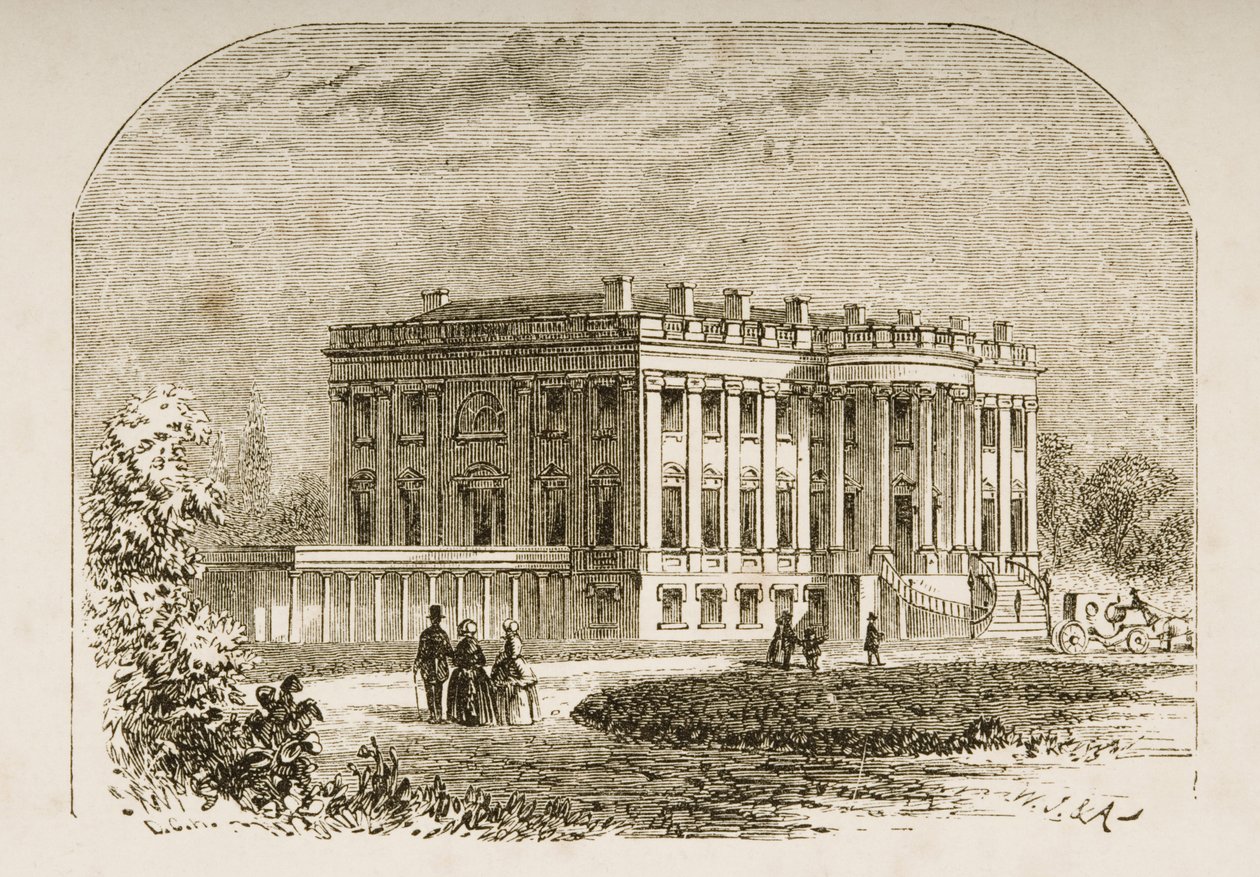 A Fehér Ház 1870 körül, a Religious Tract Society által kiadott „American Pictures”-ből, 1876 alkotó: English School