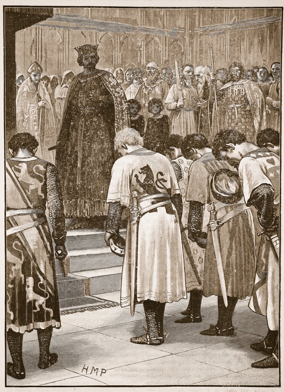 A bárók követeléseiket Henrynek benyújtják, illusztráció a Cassells Illustrated History of England-ből (szépia fotó) alkotó: English School