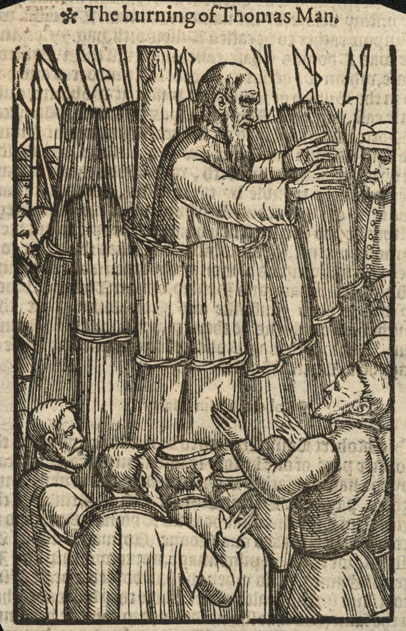 Thomas Man elégetése (metszet) alkotó: English School