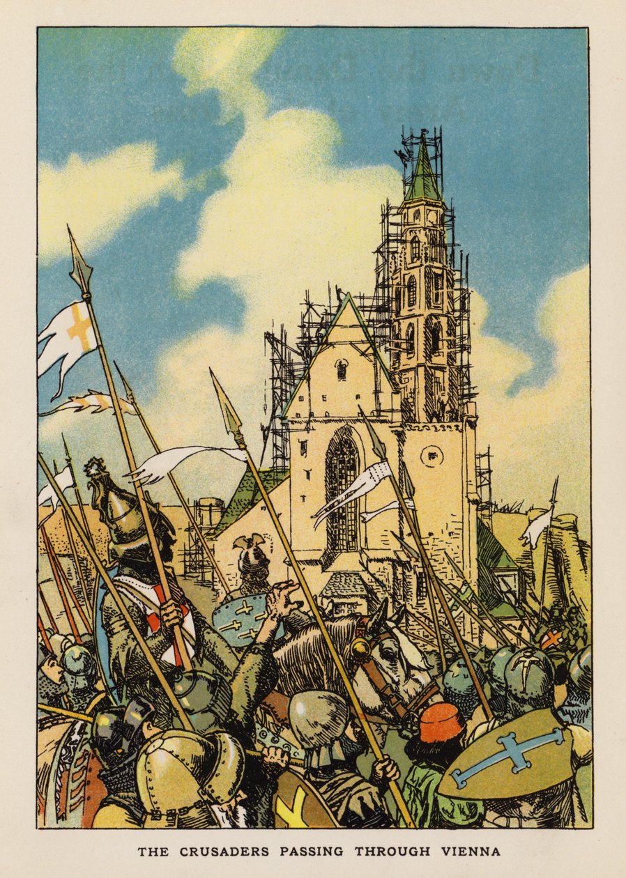 A keresztes lovagok Bécsben (színes litográfia) alkotó: English School