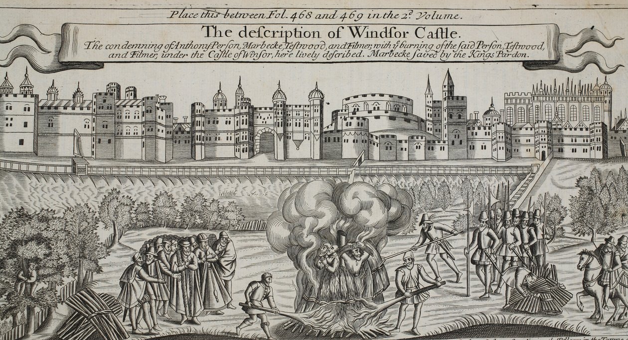 A windsori kastély leírása, illusztráció a Cselekedetek és emlékművekből, John Foxe, kilencedik kiadás, pub. 1684 alkotó: English School