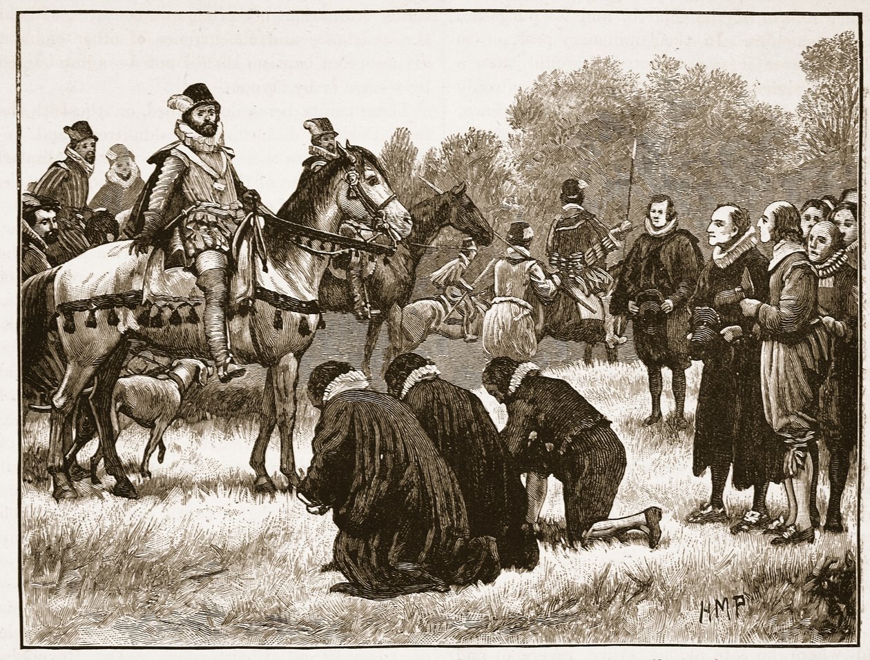Az eltérő istenek benyújtják petíciójukat Jamesnek, illusztráció a Cassells Illustrated History of Englandből (szépia fotó) alkotó: English School