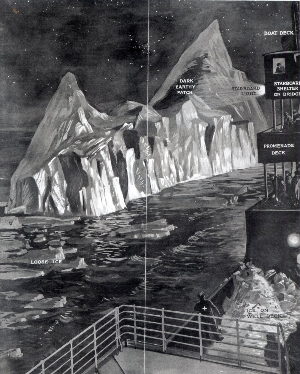 A híres jéghegy, ahogyan J. Scarrott látta a Titanic fedélzetén, 1912 alkotó: English School