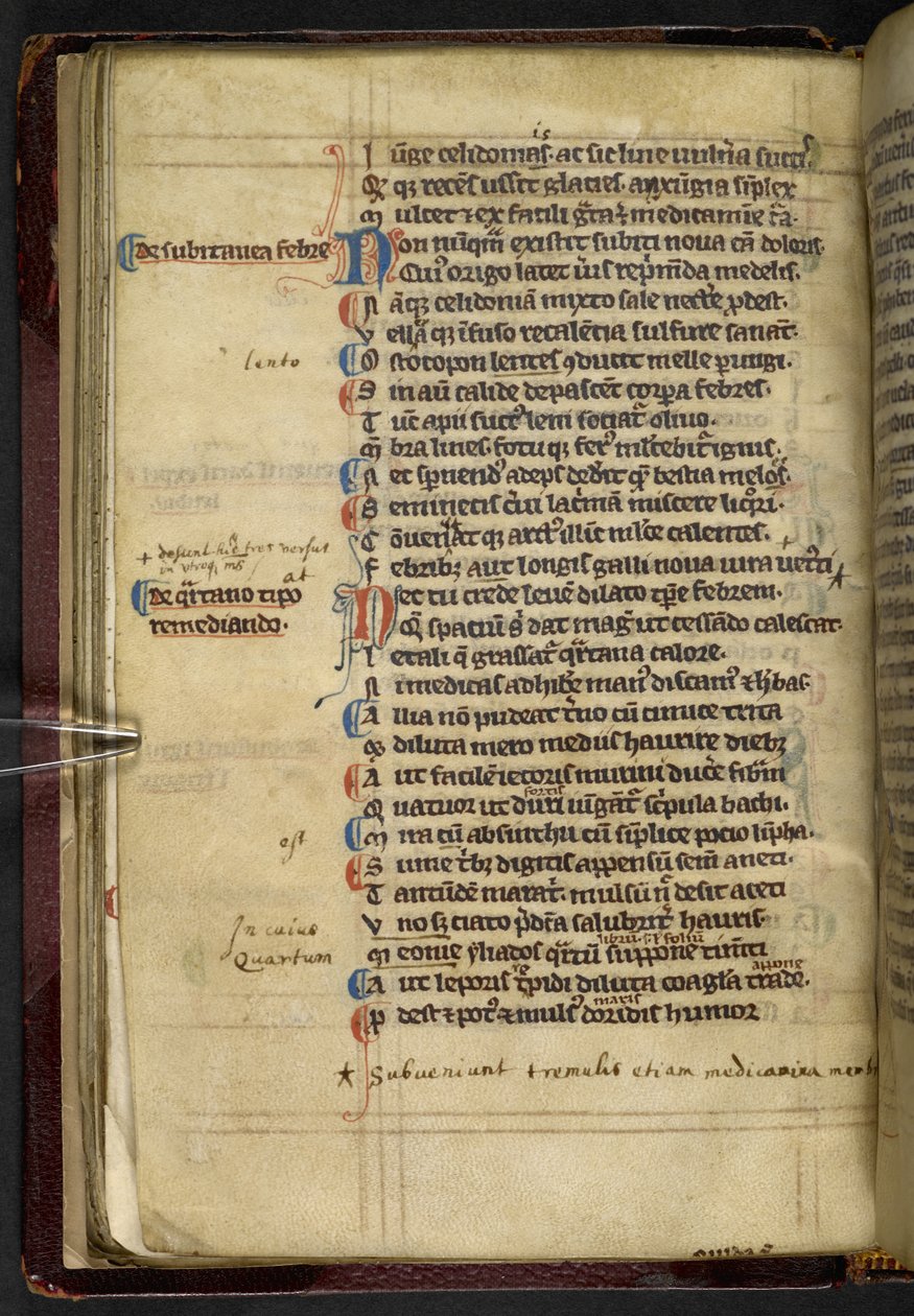 Az „Abracadabra” kifejezés első feljegyzett említése a malária gyógymódjaként a „Liber medicalis, írta Quintus Serenus Sammonicus”, Canterbury (tinta és szín a hártyán) alkotó: English School