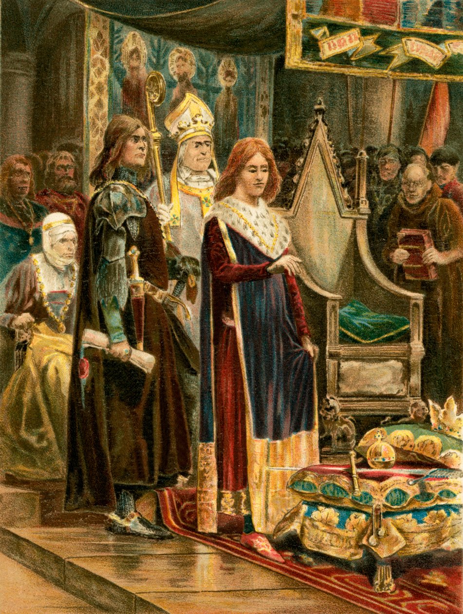 III. Edward beiktatása a palliummal (színes litográfia) alkotó: English School