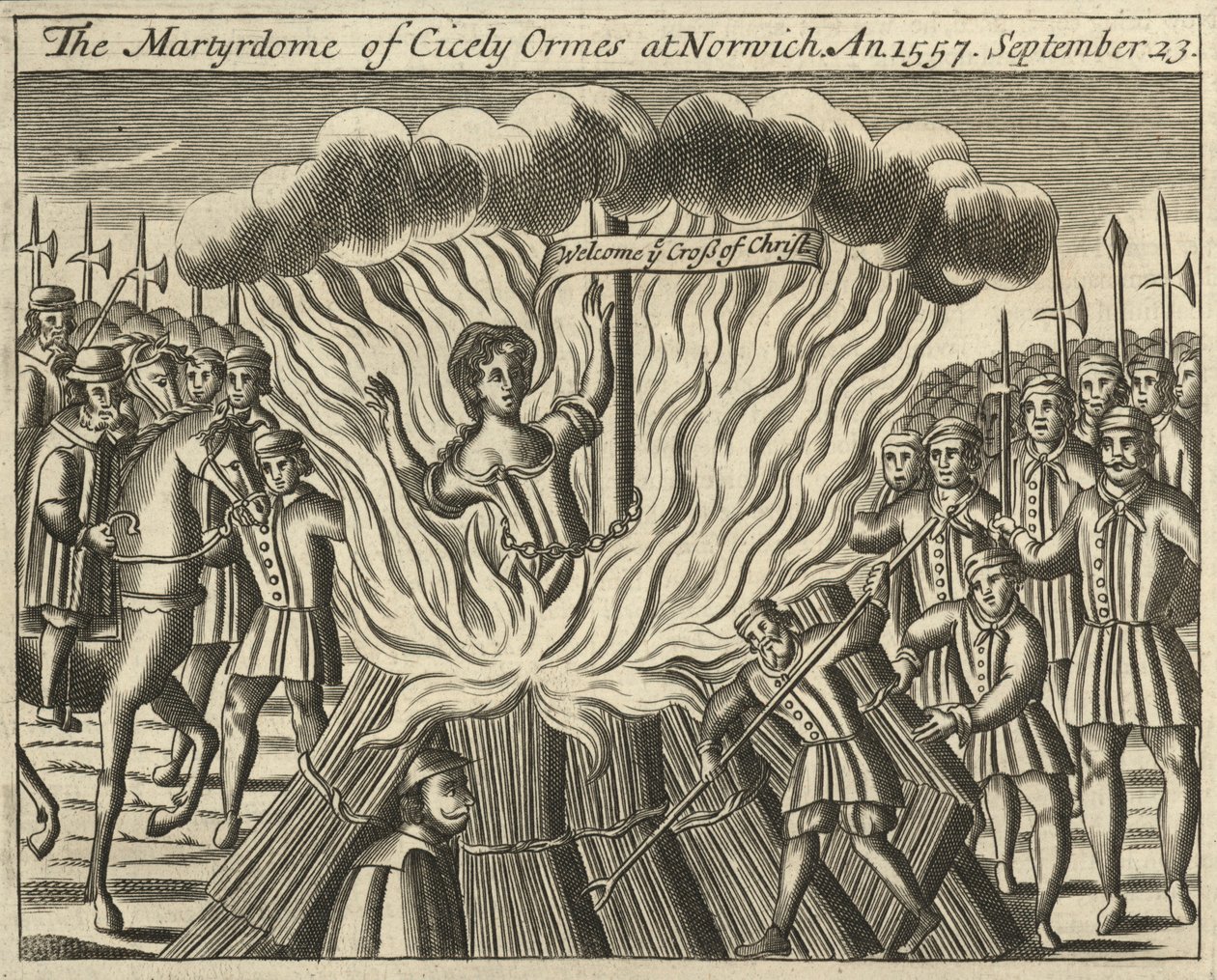 Cicely Ormes vértanúsága Norwichban, 1557. szeptember 23. (metszet) alkotó: English School