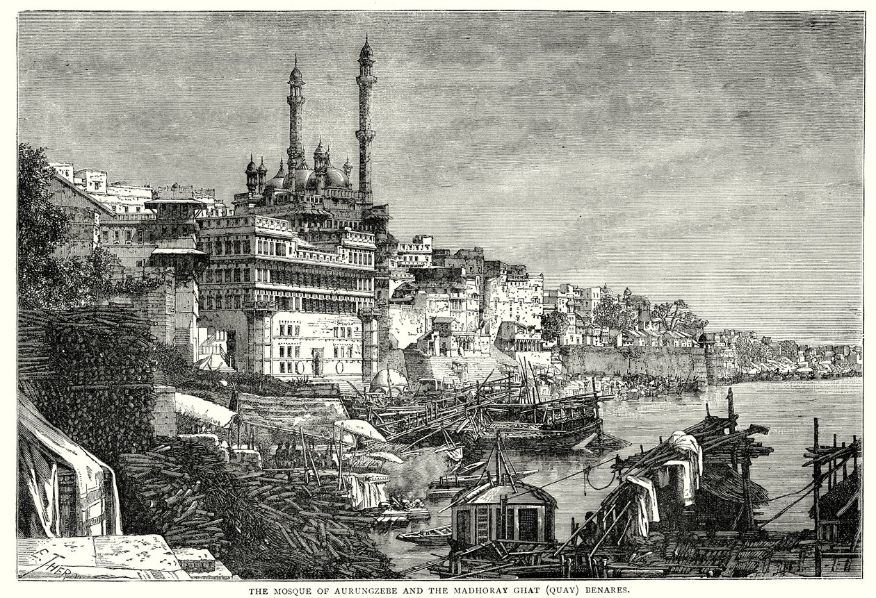 Aurungzebe mecsetje és a Madhoray ghat Benares (metszet) alkotó: English School