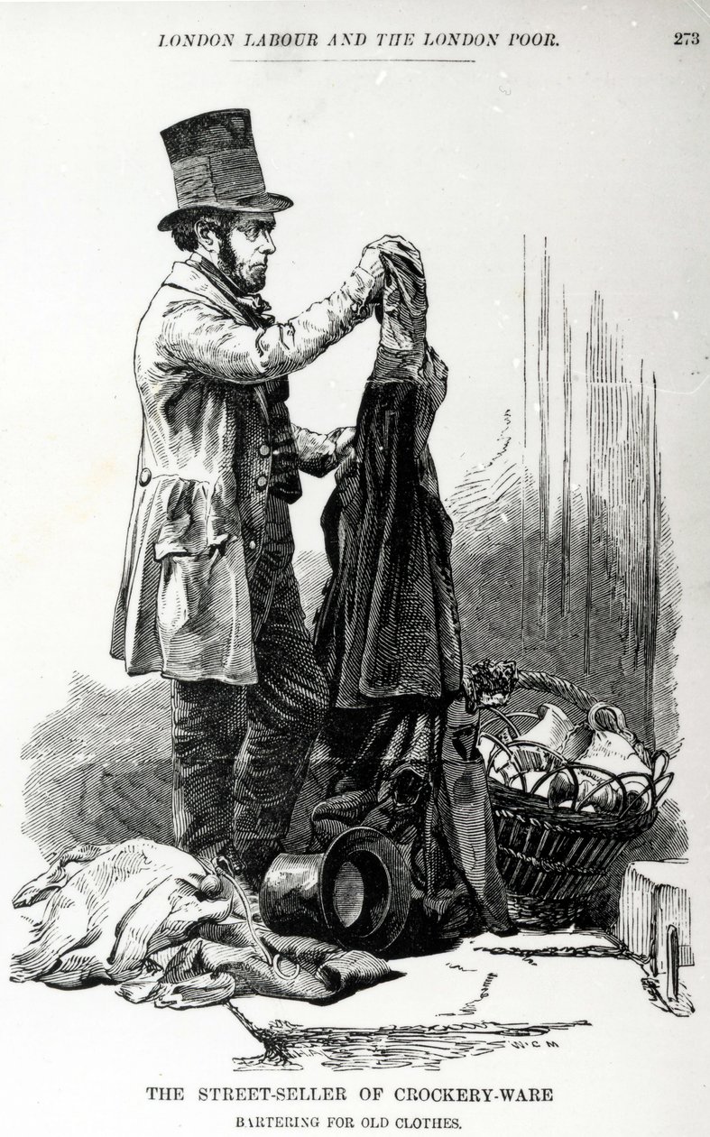 A régi ruhák edény- és edénycseréjének utcai eladója, 1840 körül alkotó: English School