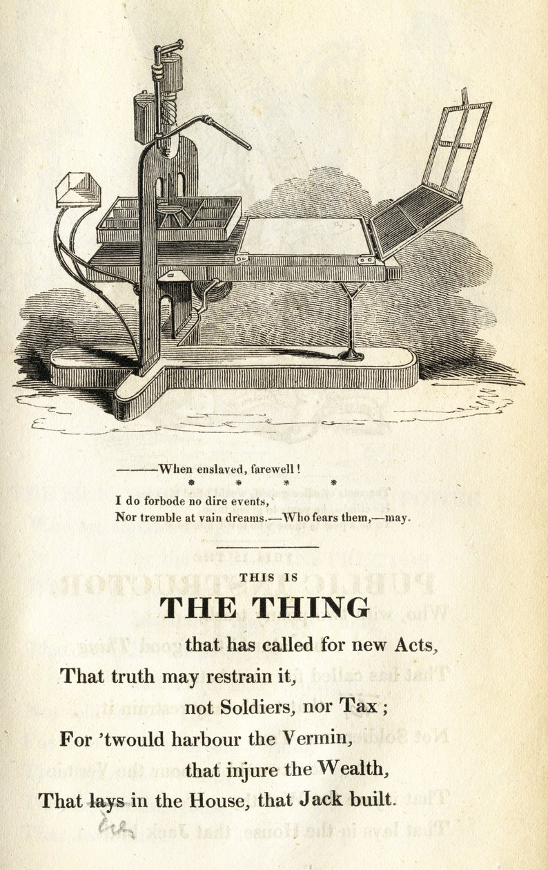 Ez az a dolog, illusztrációja a The Political House that Jack által épített William Hone-ból, 1819. alkotó: English School