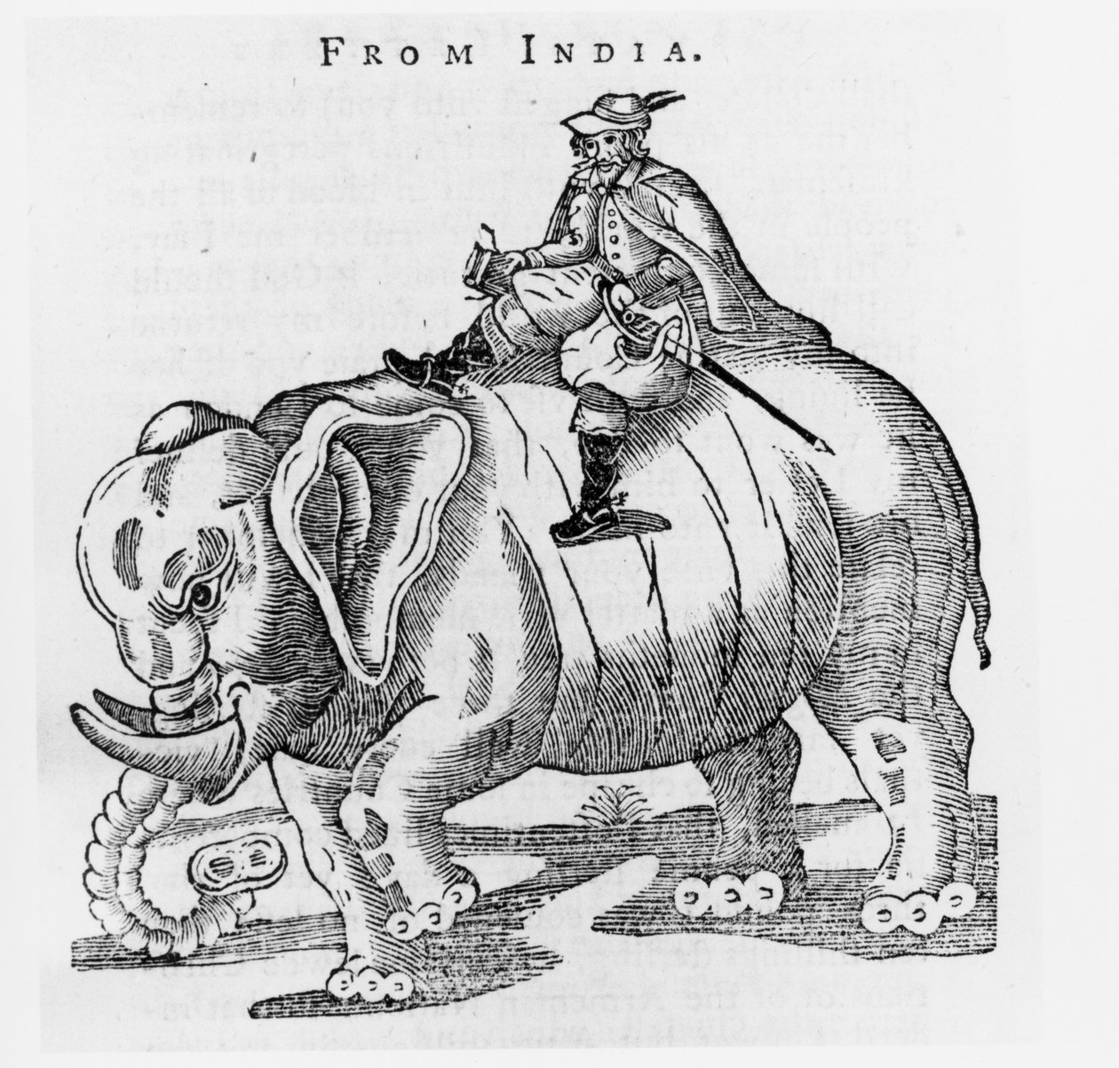 Thomas Coryate (kb. 1577-1617) egy elefánton, a Letters from India in Coryats Crudities 3. kötetéből, 1776-ban alkotó: English School