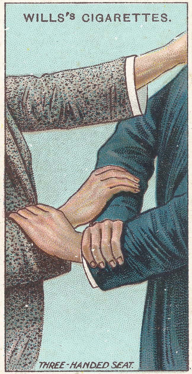 Háromkezes ülés, 21-es számú Willss Cigarettes kártyák First Aid sorozatából, 1913 alkotó: English School