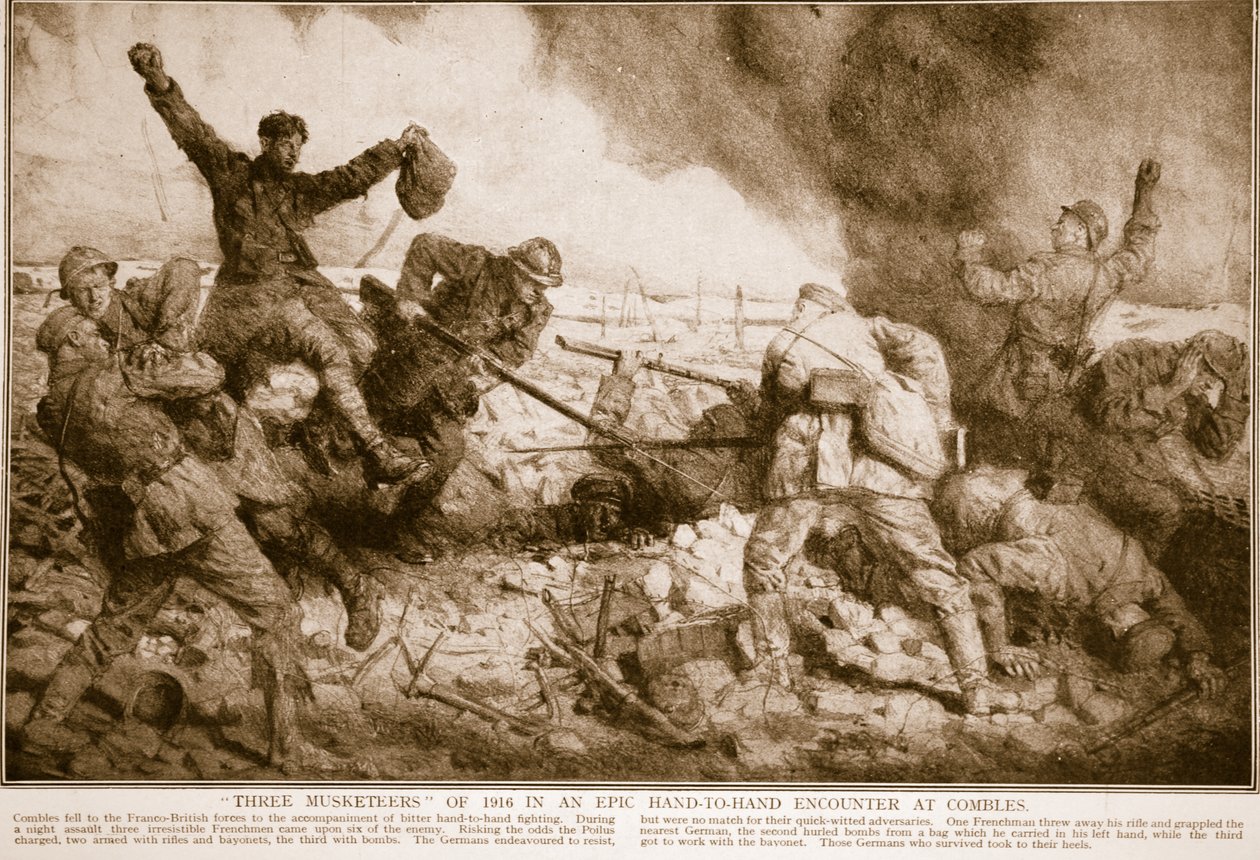 Három 1916-os testőr egy epikus kézi találkozásban Commblesben, 1914-1919 alkotó: English School