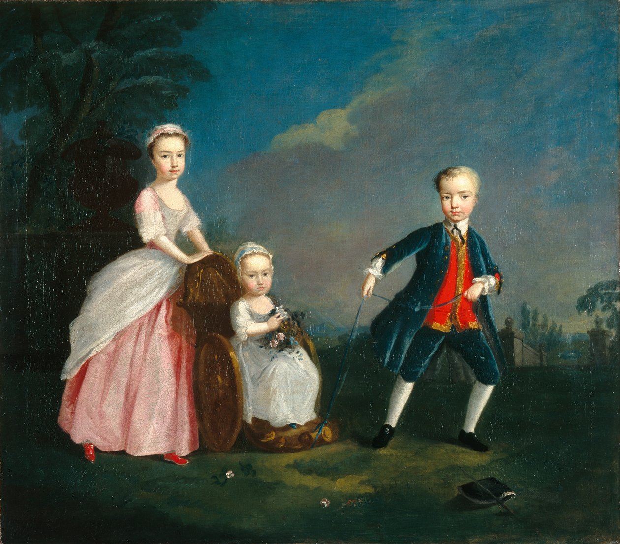 Három gyerek egy parkban, 1750 körül (olaj, vászon) alkotó: English School