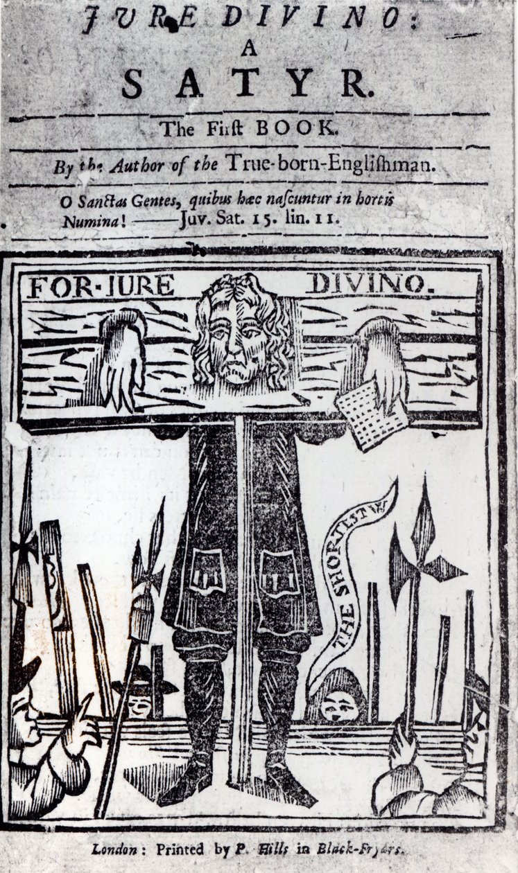 Daniel Defoe (1660-1731) Jure Divino – A szatír című könyvének 1706-ban megjelent első könyvének címlapja alkotó: English School