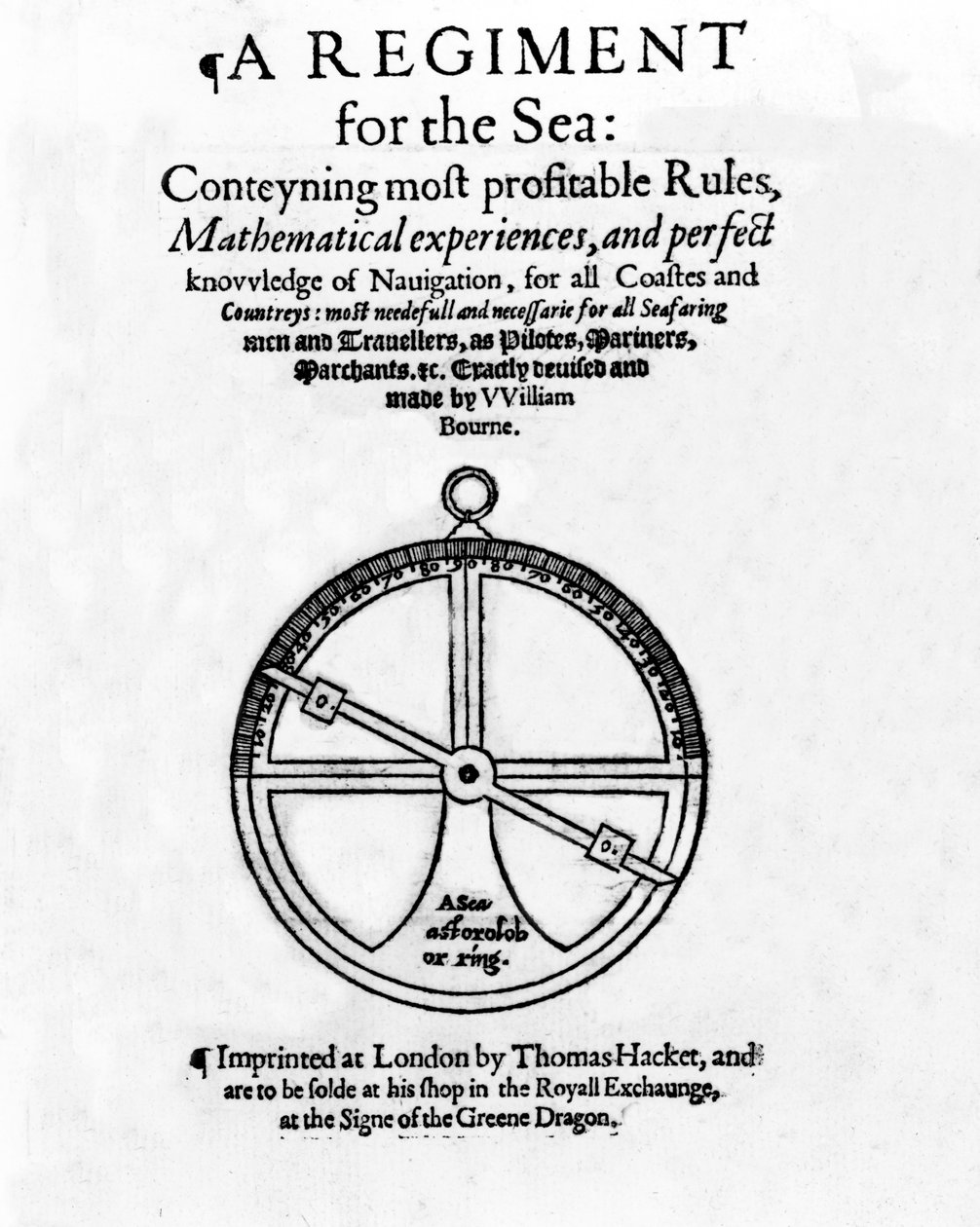Címlap: A Regiment for the Sea, William Bourne, megjelent 1574 körül (magasnyomás és metszet) alkotó: English School