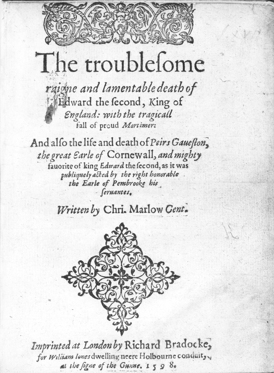 Christopher Marlowe II. Edward címlapja, 1598-ban (nyomtatott papír) alkotó: English School