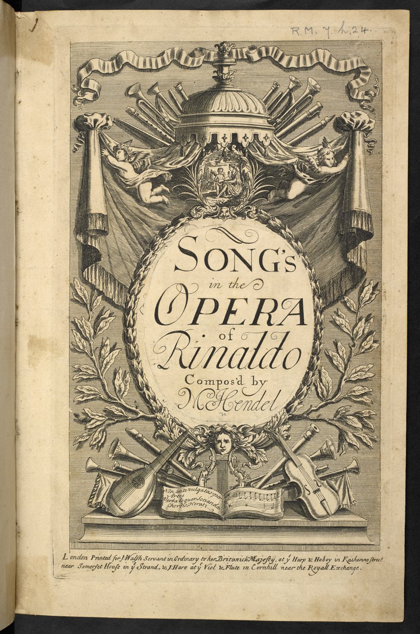 Friedrich Händel „Songs in the Opera of Rinaldo” címlapja alkotó: English School