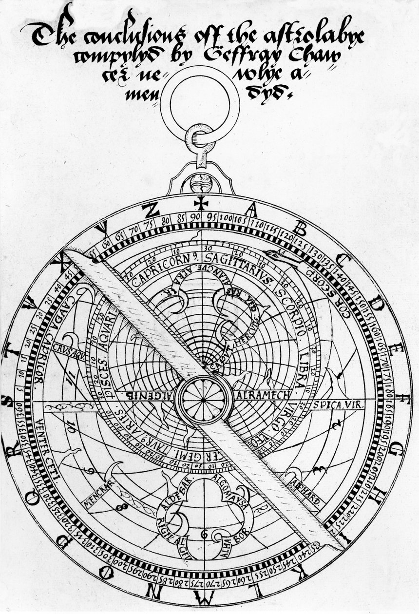Címlap: The Conclusions of the Astrolabye Compylyd, Geoffrey Chaucer Newlye Amendyd, Walter Stevins, 1555 körül (toll és tinta papíron) alkotó: English School