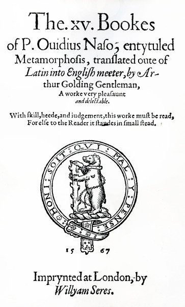 P. Ovidius Naso Metamorphosis című XV. könyvének címlapja alkotó: English School