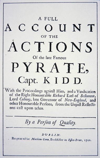 William Kidd kalózkapitány életének címlapja, 1701-ben Londonban (litho) alkotó: English School