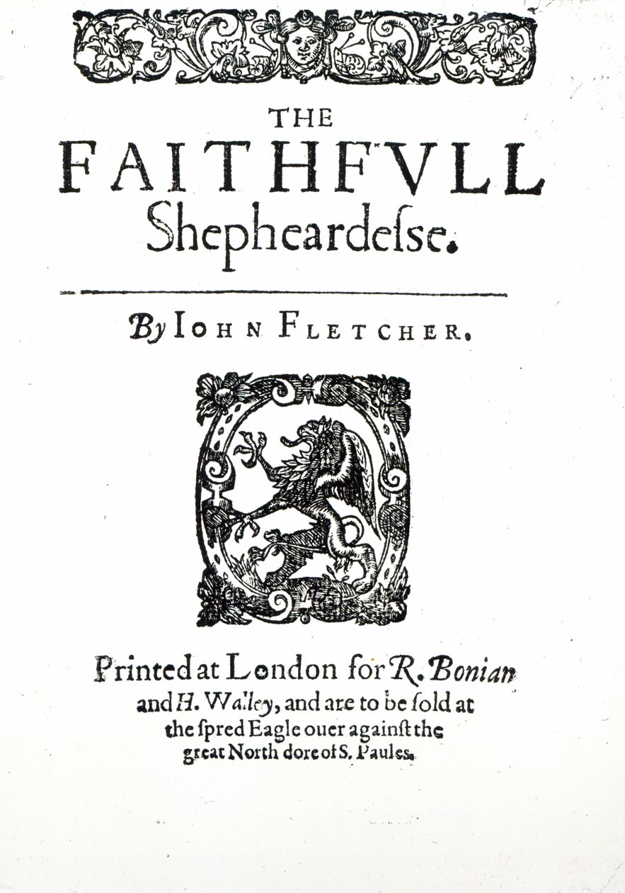 Címlap: A hűséges pásztorlány, John Fletcher, 1609 körül (nyomtatott) alkotó: English School