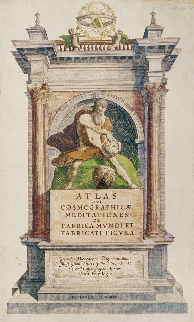 Címlap: Mercators Atlas sive Cosmographicae meditationes de fabrica mundi et fabricati figura, 1595 (színes metszet) alkotó: English School