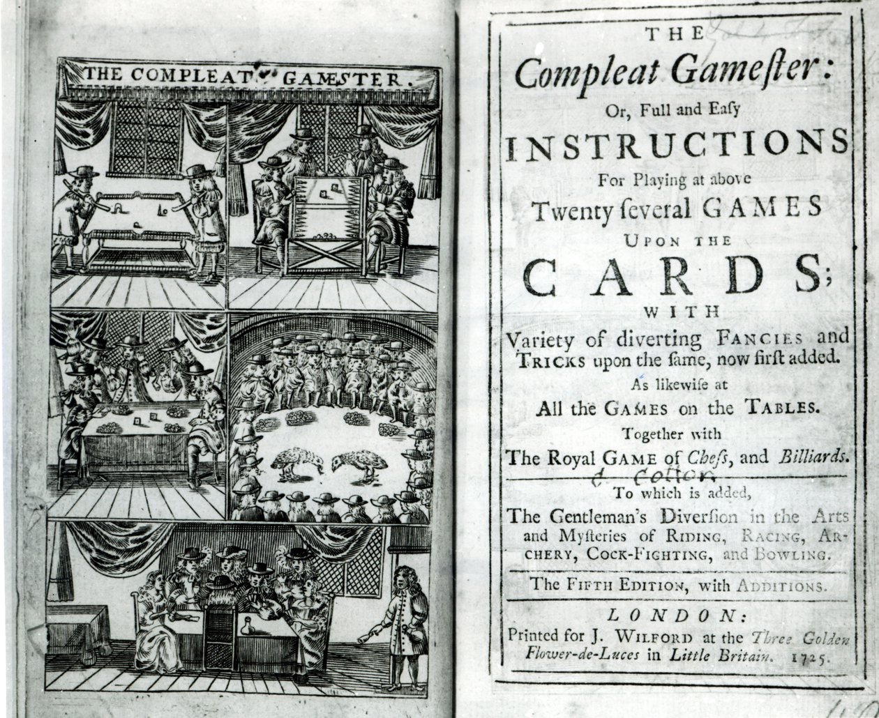 A Charles Cottonnak (1630-87) tulajdonított The Compleat Gamemester ötödik kiadásának címlapja, pub. 1725 alkotó: English School