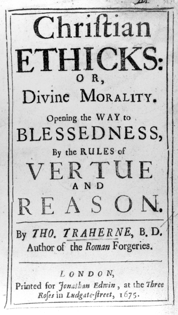 Thomas Traherne: Keresztény etika címlapja, 1675-ben alkotó: English School