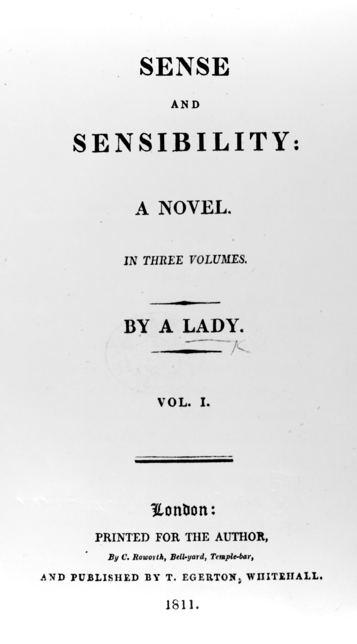 Jane Austen Érzék és érzékenység címlapja, első kiadás, 1811 alkotó: English School