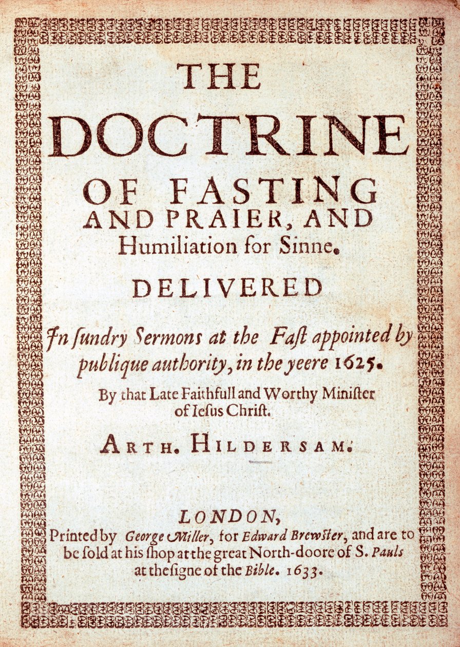 A böjtölés tanának címlapja, Arthur Hildersam, 1633 (nyomtatott) alkotó: English School