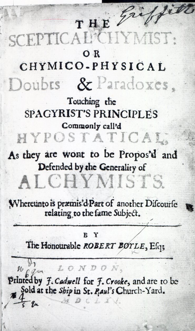 Címlap: A szkeptikus kémikus, Robert Boyle, 1661 (nyomtatott) alkotó: English School