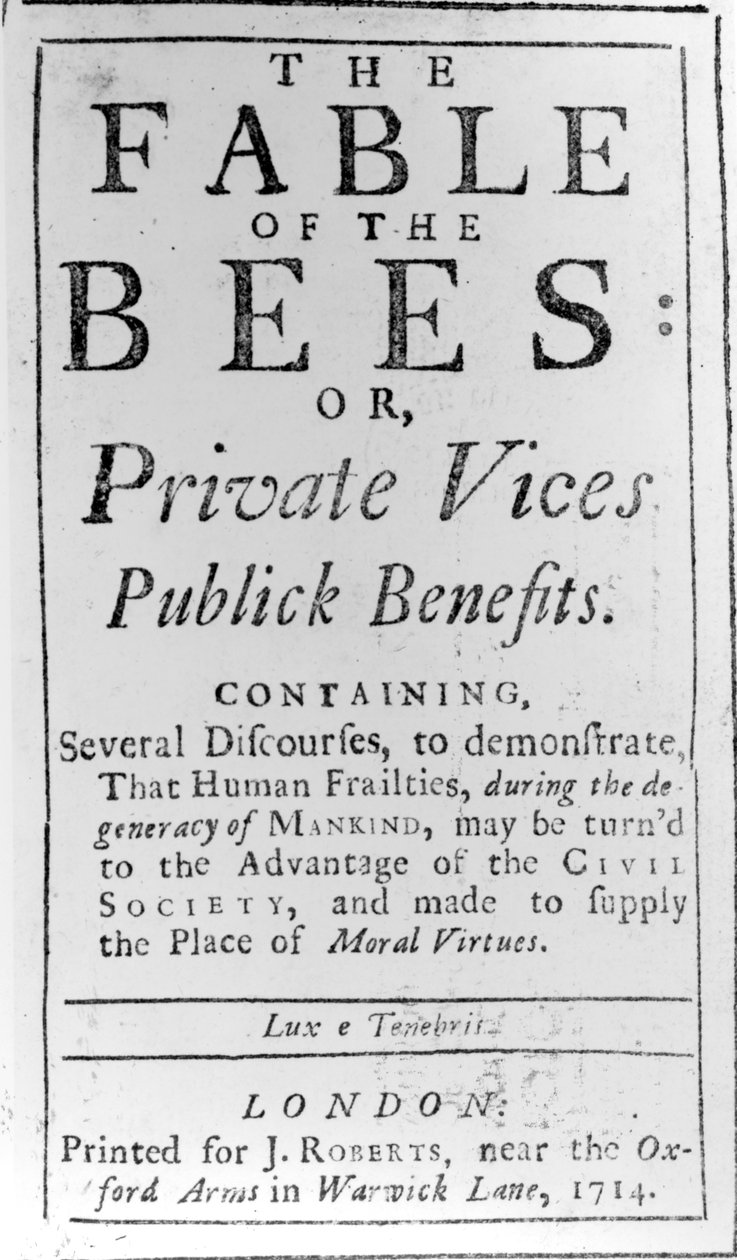 Címlap A méhek meséjéhez, Bernard de Mandeville, 1714 alkotó: English School